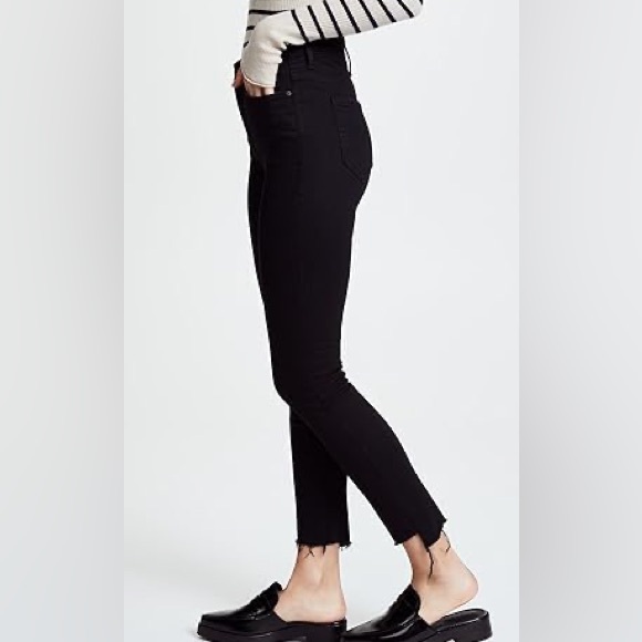 MOTHER Denim - Mother Stunner Ankle Fray Step Black Denim